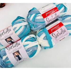4 Red Heart Boutique Sashay Yarn SEABREEZE 3.5oz ea WHITE Blue Gray